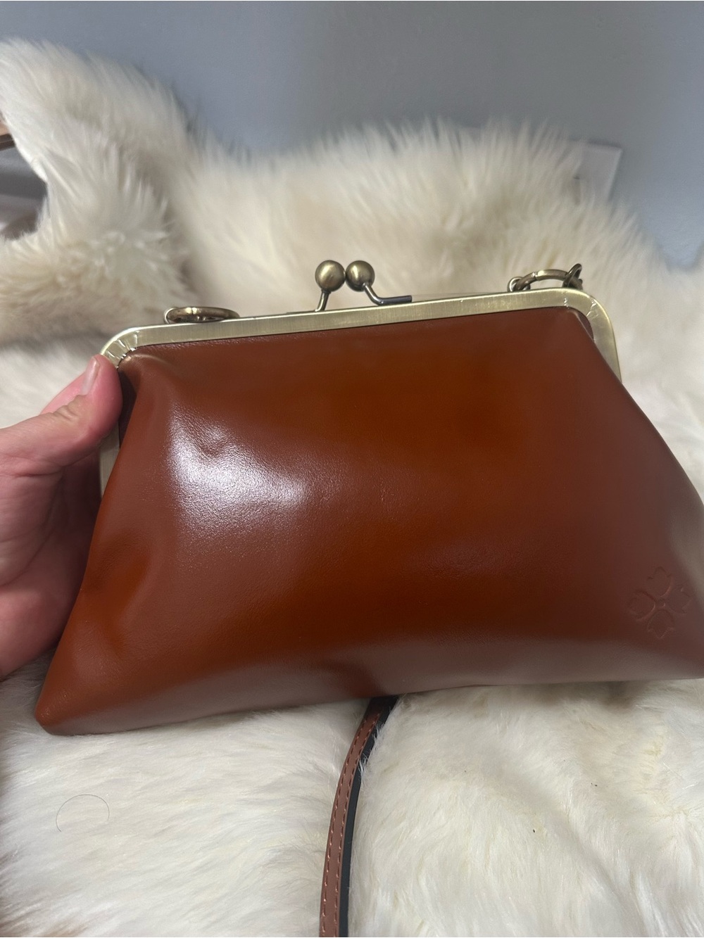 Patricia Nash Brown Leather Viore kiss lock crossbody bag new - Picture 9 of 11